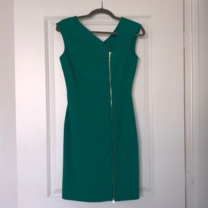 Calvin Klein Emerald Green Dress with Gold Zipper